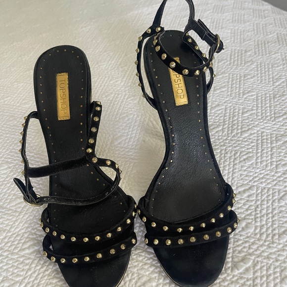 Suede Stud Strappy Heels - Picture 2 of 5